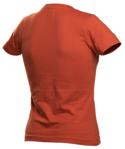 Pomarańczowy damski T-shirt Husqvarna Xplorer, krótki rękaw, lekko dopasowany, z tyłu widoczny. Gładki materiał, szwy, okrągły dekolt. Idealny na co dzień i aktywność na świeżym powietrzu.