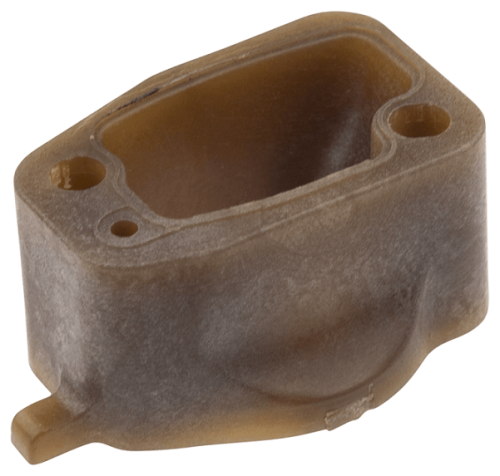 Przezroczysty, prostokątny kolektor do pilarek Husqvarna 268, 272XP z widocznymi otworami mocującymi i unikalną teksturą, leżący na płaskiej powierzchni, podkreślający funkcjonalność i stabilność.