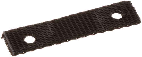 Czarny łącznik uchwytu pilarki Husqvarna T435, prostokątny, z lekko chropowatą teksturą. Z widocznymi otworami montażowymi na końcach, leżący na jednolitym tle. Idealny do zastosowań ogrodniczych, stanowiący część systemu mocowania.