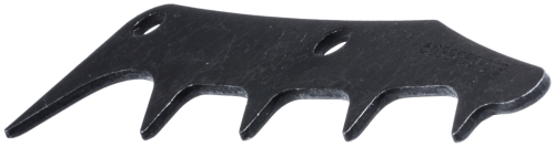 Ostroga pilarki Husqvarna 340, 345, 350, czarna z metaliczną fakturą, poziomo ułożona. Widoczne zęby i otwory mocujące, gładkie krawędzie, delikatne linie na powierzchni.