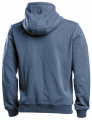 Bluza z kapturem Xplorer Husqvarna w ciemnym niebieskim kolorze, bez wzorów. Ujęcie z tyłu, ukazujące kaptur oraz logo na karku. Produkt ma długie rękawy i elastyczne mankiety, wykonany z materiału o gładkiej fakturze.