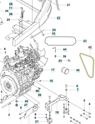 Czarny pasek Rider P 525D/P 525DX Husqvarna z wytrzymałego materiału, z widocznym logo i mocowaniami, ułożony na płaskiej powierzchni, widok frontalny ukazujący konstrukcję i zabezpieczenia.