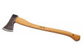 Stylisko jesionowe 60cm do siekiery 1kg o gładkiej, jasnej fakturze, wykonane z drewna jesionowego. Ujęcie z boku, ukazujące ergonomiczny kształt uchwytu. Tło proste, białe, co podkreśla detale produktu. Widoczne logo producenta na uchwycie.