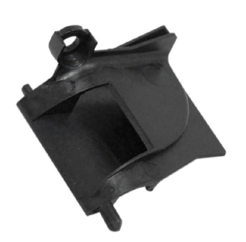 Kolektor do pilarek Husqvarna 357XP, 359 z czarnego materiału, widoczny z góry z otworami montażowymi i falistą krawędzią. Przeznaczony do napraw i wymiany w piłach łańcuchowych.