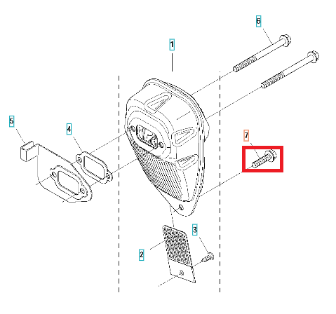 Śruba tłumika do wykaszarki Husqvarna 333R, metalowa, o kształcie cylindrycznym, w kolorze srebrnym, widoczna z boku w ujęciu z góry. Wyróżnia się wyraźnym gwintem oraz główką o standardowym kształcie, bez dodatkowych zdobień.