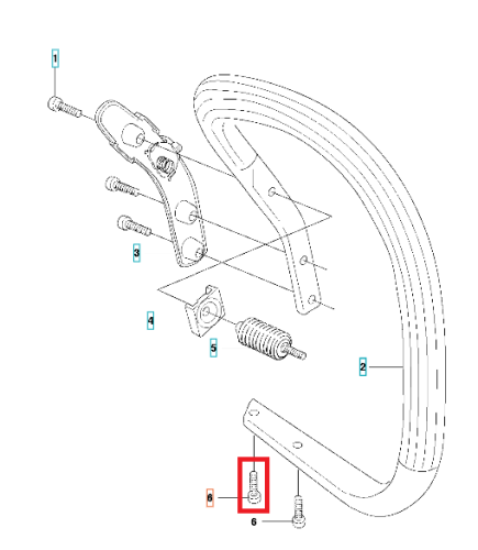 Śruba uchwytu pilarki Husqvarna 346XP, metalowa, z gwintem i główką, przedstawiona w wersji zbliżeniowej na białym tle. Element o cylindrycznym kształcie, widoczny w dolnej części obrazu, przeznaczony do mocowania.
