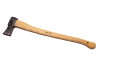 Trzonek jesionowy do toporka ciesielskiego o długości 40 cm, jasnobrązowy z widoczną strukturą drewna. Ujęcie z boku, leżący na białym tle. Zawiera otwór do mocowania, do wykorzystania w narzędziach ciesielskich.