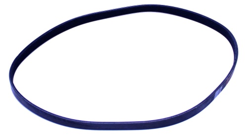 Pasek napędowy do przecinarki K750/K760, czarny, elastyczny, o gładkiej fakturze. Widok w zbliżeniu na detal. Produkt leżący na białym tle, bez dodatkowych elementów. Kluczowy komponent do efektywnej pracy narzędzia.