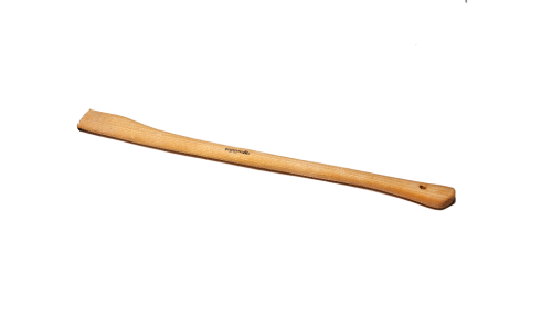 Trzonek jesionowy o długości 90 cm, prostokątny, naturalny kolor jasnego drewna, z wyraźnym widocznym rysunkiem słojów. Produkt leży na jednolitym tle. Na końcu trzonka znajduje się otwór do zawieszenia.