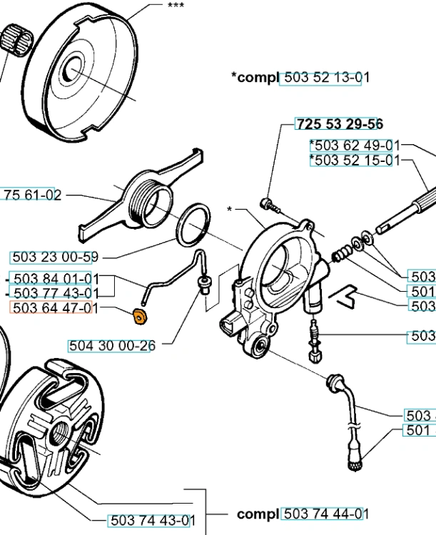 Uszczelka pomarańczowa do przewodu oleju pilarki Husqvarna, elastyczna, z widocznym logo. Kąt frontalny, leży na płaskiej powierzchni. Pasuje do modeli 371XP i 390XP.