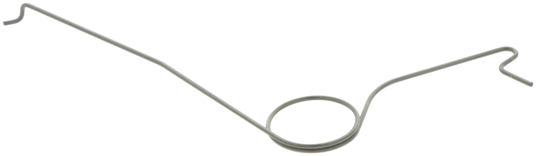 Sprężyna dźwigni gazu do pilarki Husqvarna 371XP, 390XP. Metalowa, szara, o prostym kształcie, z wyraźnym okrągłym zgięciem i dwa końcówki z krawędziami. Produkt leży płasko na białym tle, bez dodatkowych elementów.