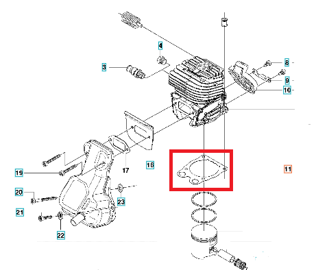 Uszczelka cylindra do przecinarki Husqvarna K 770, w kształcie owalnym, z cienkimi krawędziami. Materiał guma, koloru czarnego. Widoczny detal w postaci otworów mocujących. Ujęcie w zbliżeniu, eksponujące kształt i fakturę uszczelki.