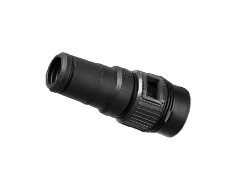 Czarny adapter do odkurzacza Husqvarna WDC220/WDC325L, z gładką powierzchnią, wbudowanym mocowaniem i bocznym wycięciem, ułatwiający szybkie podłączenie akcesoriów.