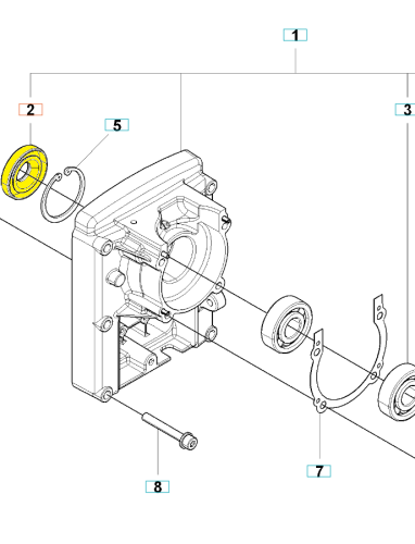 Uszczelnienie dmuchawy 150BT/350BT Husqvarna, elastyczne, żółte. Widoczne na białym tle, detal produktu i montażowy element gwarantujący szczelność.