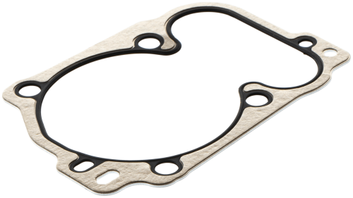 Uszczelka cylindra do pilarki Husqvarna 545 Mark II, w kolorze jasnobrązowym, z czarnym obrzeżem. Widoczna z góry, leżąca na ciemnym tle. Zawiera otwory montażowe, detaliczny kształt idealny do dopasowania w silniku.