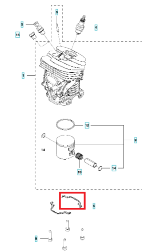 Uszczelka cylindra pilarki 460 Rancher Husqvarna, czarna, elastyczna, z wyraźnymi mocowaniami. Leży na jasnym tle, bez akcesoriów, służy do uszczelniania cylindra w pilarkach.