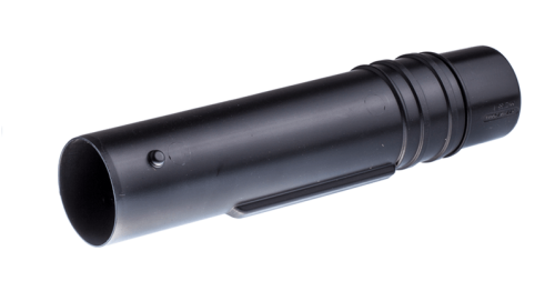 Czarna rura do dmuchawy 350BT/130BT Husqvarna, cylindryczna, gładka, z gwintami i mocowaniem, minimalistyczna, nowa, bez akcesoriów.