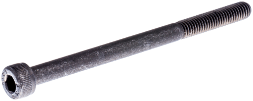 Śruba uchwytu filtra pilarki Husqvarna 394XP, w kolorze czarnym, z widocznym wgłębieniem na końcu, stojąca w pozycji poziomej. Wyposażona w gwint na całej długości, o gładkiej powierzchni i lekko zużytej fakturze.