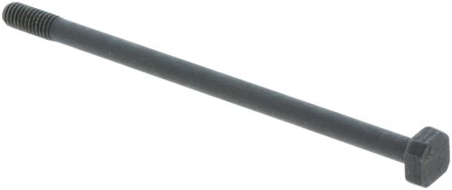 Śruba tłumika pilarki Husqvarna 394XP, 395XP w kolorze czarnym, wykonana z metalu. Prezentowana w pozycji leżącej. Widoczny sześciokątny łeb i gwint na długości trzpienia. Tło białe, co podkreśla szczegóły produktu.