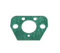 Zielona uszczelka gaźnika do dmuchawy Husqvarna 356BTx, prostokątna z zaokrąglonymi rogami i otworami montażowymi, na tle z nadrukiem „AEM”, kompatybilna ze sprzętem ogrodowym.