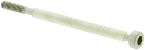 Śruba podstawy filtra do pilarki Husqvarna 242, w kolorze aluminiowym, okrągła główka z siedmiokątnym wcięciem. Produkt leżący poziomo, z widoczną teksturą gwintowanego trzpienia. Zdjęcie na jednolitym tle.