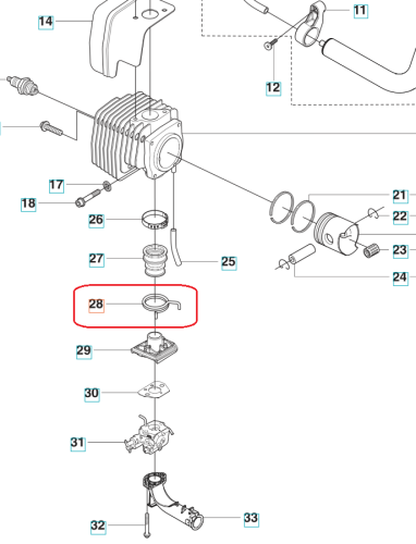 Czarna opaska zaciskowa dmuchawy 356BTx Husqvarna z metalowym zapięciem, widok frontalny na białym tle. Detale mocowania bez napisów czy logo. Idealna do precyzyjnego montażu.