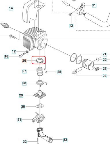 Opaska zaciskowa dmuchawy Husqvarna 356BTx/356BF widoczna z przodu, w kolorze czarnym. Materiał: tworzywo sztuczne, okrągły kształt. Umieszczona na schemacie części, z wyraźnie zaznaczonym miejscem montażu. Wymiary nieokreślone.