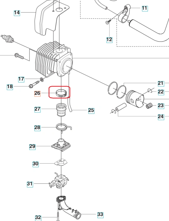 Opaska zaciskowa dmuchawy Husqvarna 356BTx/356BF widoczna z przodu, w kolorze czarnym. Materiał: tworzywo sztuczne, okrągły kształt. Umieszczona na schemacie części, z wyraźnie zaznaczonym miejscem montażu. Wymiary nieokreślone.