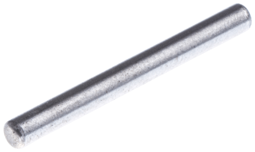Metalowy, cylindryczny sworzeń do pilarek Husqvarna 42, 55, 257. Gładki, bez oznaczeń, leży na jednolitym tle. Przeznaczony do narzędzi ogrodniczych.