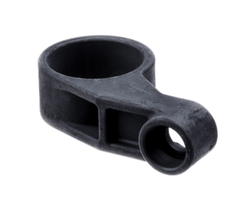 Wspornik dmuchawy 356BTx Husqvarna, czarny, plastikowy, z widocznym otworem i mocującą krawędzią, leżący bokiem. Przeznaczony do montażu w urządzeniach ogrodowych.