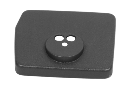 Pokrywa filtra dmuchawy Husqvarna 225BV i wykaszarki 225R, w kolorze czarnym, prostokątna z lekko zaokrąglonymi krawędziami. Widoczna centralna wypustka z trzema otworami wentylacyjnymi. Ujęcie frontalne, na jednolitym tle.