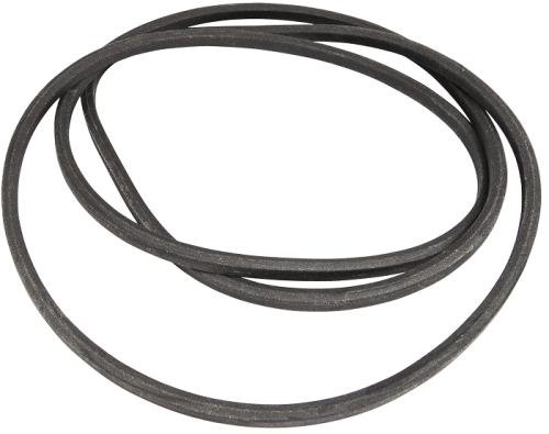 Pasek napędu noży do traktora CTH 151 Husqvarna, czarny, elastyczny, o okrągłym kształcie, widoczny w złożonym ułożeniu na białym tle. Bez napisów lub logo. Idealny element do wymiany w traktora, zapewniający odpowiednią pracę noży.