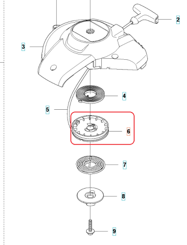 Metalowe kółko rozrusznika nożyc Husqvarna 122HD60/122HD45, okrągłe z ząbkowanym brzegiem, widok frontowy z detalami mechanicznymi, centralnym mocowaniem i otworami na białym tle.