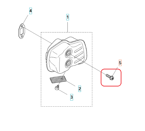 Śruba tłumika nożyc Husqvarna 122HD60/122HD45, metalowa, z gwintem, umieszczona z boku, z wyraźnymi oznaczeniami. Widoczny detal - gwint oraz główka śruby. Produkt na jednolitym tle, w kontekście części do urządzenia ogrodniczego.