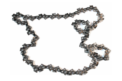 Ogniwo łańcucha tnącego o szerokości 325 mm i grubości 1,6 mm, wykonane z metalu, ułożone luźno, bez widocznych oznaczeń. Łańcuch ma ząbkowany kształt, co wskazuje na jego przeznaczenie do cięcia. Tło białe, co podkreśla detale produktu.