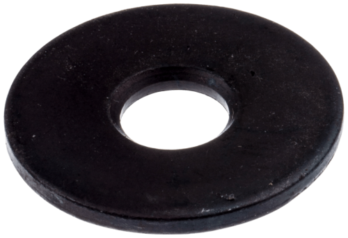 Czarna płytka przy sprzęgle pilarki Husqvarna 439, T525, wykonana z gładkiego materiału, w kształcie okręgu z centralnym otworem. Widok z góry, ukazujący równą powierzchnię i wyrazistą krawędź. Produkt nowy, bez widocznych uszkodzeń.