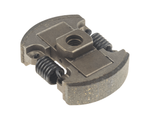 Metaliczne sprzęgło nożyc Husqvarna 123HD60/123HD65X z dwoma sprężynami, widoczne w zbliżeniu z centralnym otworem mocującym i trwałą, szczegółową konstrukcją.