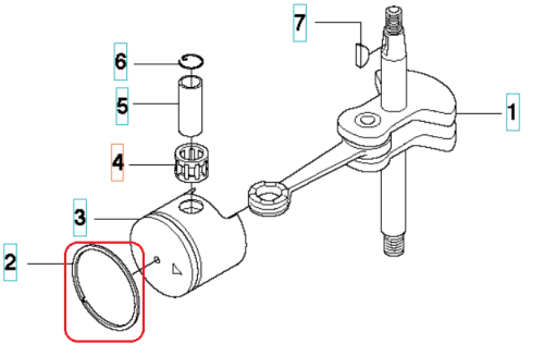 Pierścień tłoka nożyc 123HD60/123HD65X Husqvarna, okrągły o gładkiej fakturze, zamocowany w pozycji poziomej. Widoczny detal w formie zamkniętego pierścienia. Element wykonany z materiału metalowego, w rozmiarze typowym dla tego modelu.