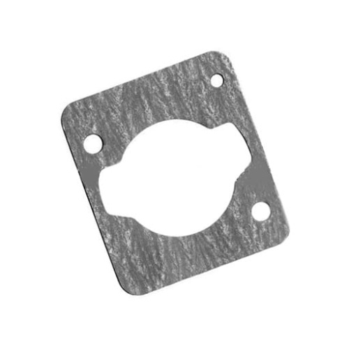 Uszczelka cylindra nożyc Husqvarna 123HD60/123HD65X, kwadratowa, wykonana z metalowego materiału z matową fakturą. Widoczne dwa otwory montażowe. Produkt leży na białym tle, co uwydatnia jego kształt i detale.