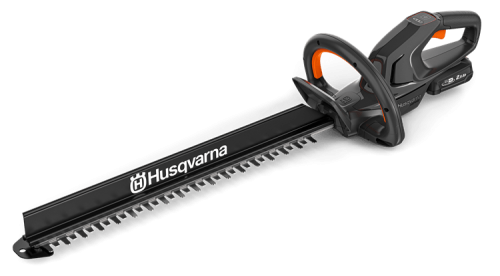 Nożyce do żywopłotu Husqvarna Aspire™ H50-P4A, czarne z pomarańczowymi akcentami, poziomo. Ergonomiczny uchwyt, logo na ostrzu, długie ostrze do precyzyjnego cięcia żywopłotów.
