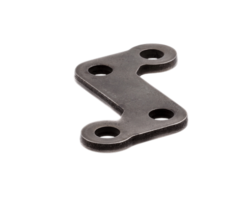 Piasta sprzęgła nożyc 323HD60/325HD60 Husqvarna, czarna, metalowa, o prostokątnej formie z dwoma otworami. Widok z boku, leżąca na jednolitym tle. Produkt użytkowy, przeznaczony do maszyn ogrodniczych. Brak dodatkowych elementów i oznaczeń.