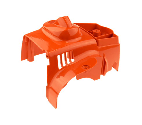Pokrywa cylindra nożyc Husqvarna w intensywnej pomarańczowej barwie, z lekko chropowatą fakturą. Produkt widoczny z przodu, z wycięciami na wentylację. Element zamknięty, z widocznymi mocowaniami. Idealny do modeli 323HD60 i 325HD60.