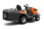 Traktor TC 220T Husqvarna w pomarańczowo-szarym kolorze z logo, kierownicą, dźwigniami, zbiornikiem z tyłu, terenowymi oponami i ergonomicznym siedziskiem, idealny do pielęgnacji ogrodu.