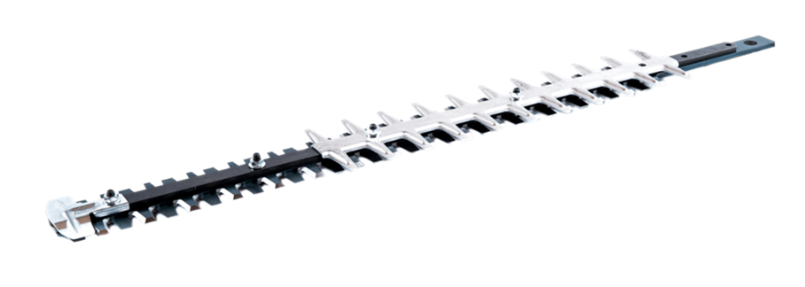 Ostrze do urządzenia tnącego Husqvarna, o długości około 60 cm, wykonane ze stali, z metalowymi ząbkami i wykończeniem w kolorze srebrnym. Ujęcie boczne, prezentujące ostrze w pozycji poziomej, bez dodatkowych akcesoriów.