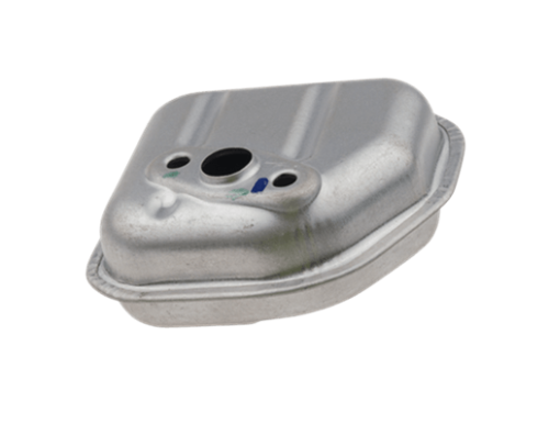 Tłumik nożyc 324HDA55 do podkaszarek Husqvarna, metalowa prostokątna obudowa z otworami. Zdjęcie z boku, produkt na płasko. Kolorowe oznaczenia ułatwiają montaż.