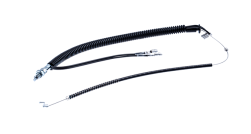 Wiązka sterownicza nożyc 123HD60/123HD65X Husqvarna, składająca się z kilku czarnych przewodów, wykonana z materiałów odpornych na działanie czynników zewnętrznych, widoczna na białym tle, posiada metalowe końcówki i elastyczne osłony.