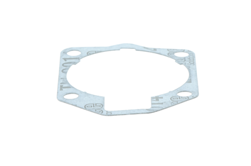 Uszczelka cylindra wykaszarki Husqvarna 555RXT/555FX w kolorze szarym, o ośmiokątnym kształcie. Widoczny detal w postaci otworów montażowych. Produkt leży na białym tle, ujawniając wszystkie kluczowe cechy.