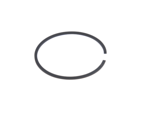 Pierścień tłoka do wykaszarki Husqvarna 555RXT/555FX, ciemnoszary, okrągły z otworem, leży poziomo na jednolitym tle, ukazując kształt i fakturę.