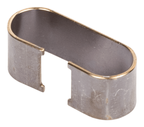 Sprężyna sprzęgła pilarki Husqvarna 362XP, metalowa, owalna w kształcie, z dwiema wycięciami po bokach. Produkt pokazany frontalnie, z bliska, na białym tle. Powierzchnia matowa, jednorodna. Brak widocznych napisów lub logo.