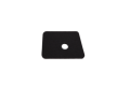 Czarna płyta mocująca z okrągłym otworem, o prostokątnym kształcie z zaokrąglonym rogiem. Produkt leży płasko na białym tle, bez dodatkowych detali. Idealna do zastosowań w zestawach serwisowych wykaszarek Husqvarna.